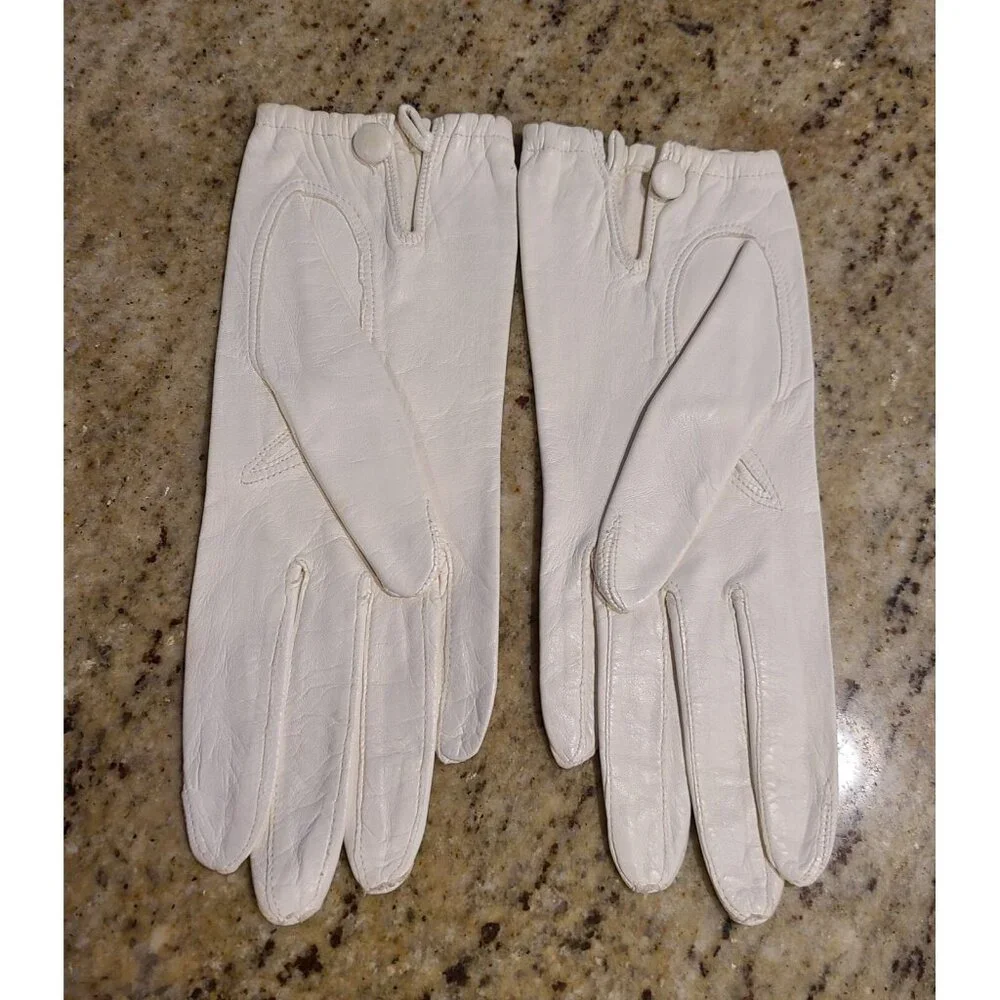 Vintage Size S 6.5 White Leather Formal 8
